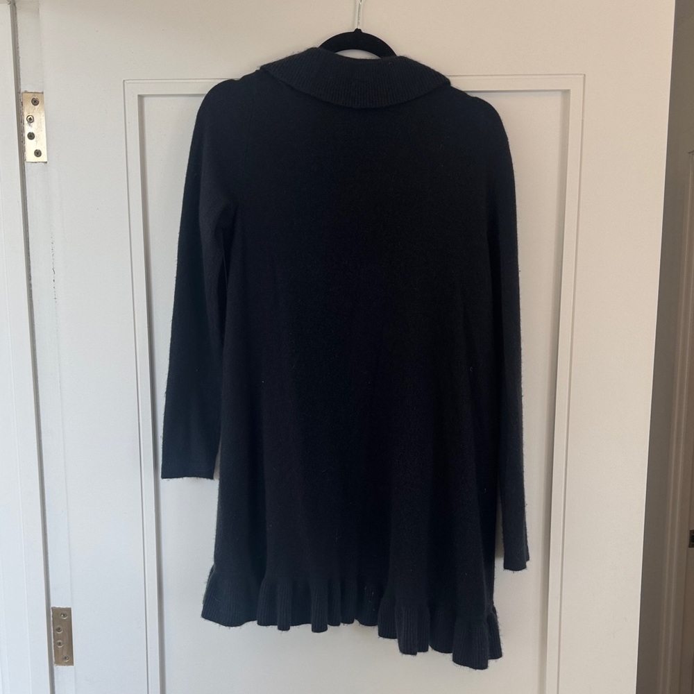 Navy Long Cashmere Cardigan with Ruffled Hem- Lilly Pulitzer